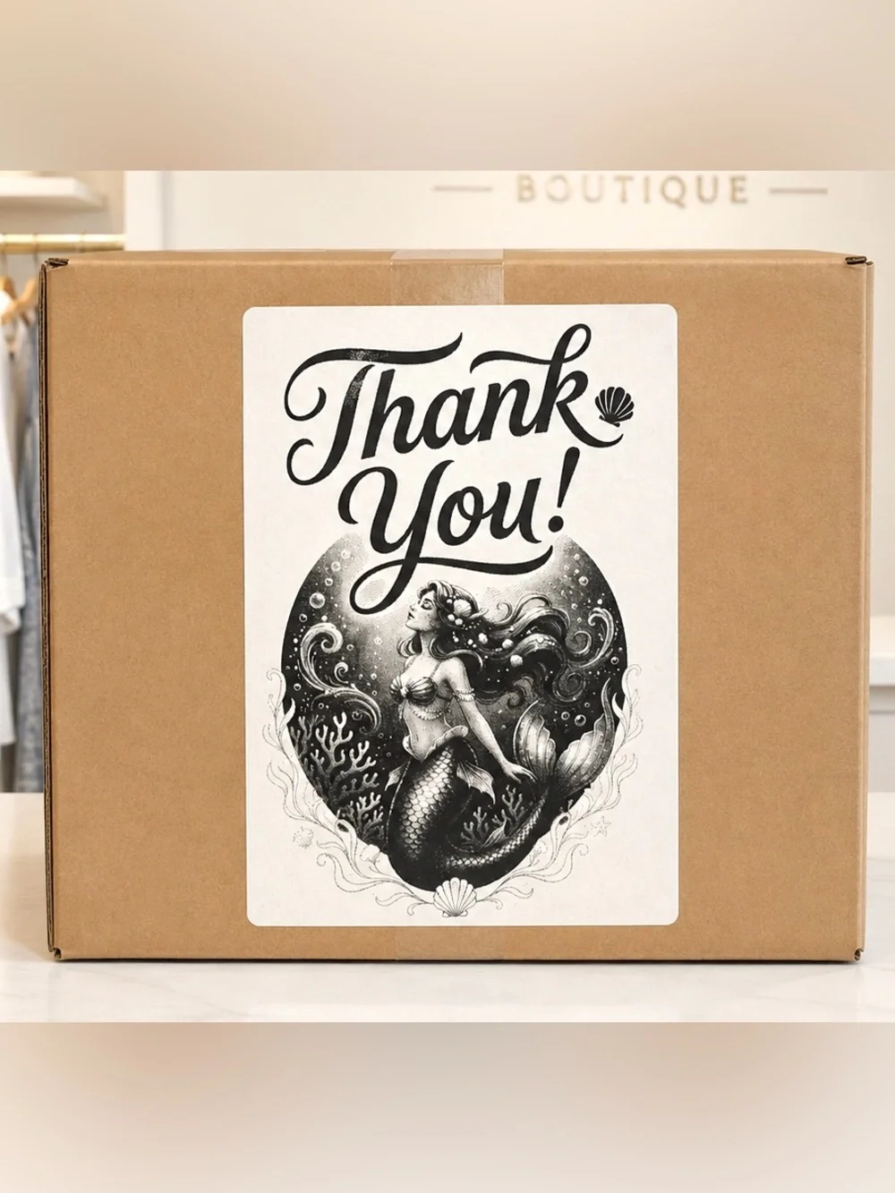 Mermaid Thank You Stickers 4”x6”-100ct.